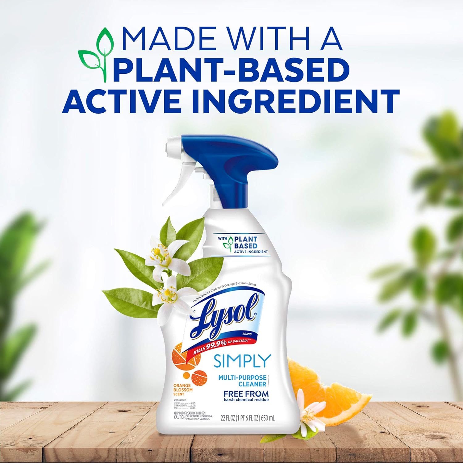 Buy Lysol Simply MultiPurpose Cleaner Spray, Orange Blossom Scent, No Harsh Chemicals, Plant