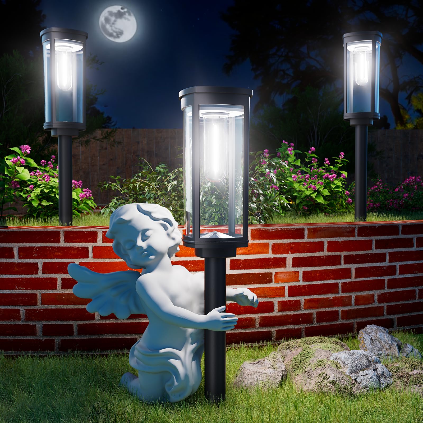 Solar Pathway Lights Outdoor Powered Waterproof 8 Pack Upgraded Solar Walkway Landscape Lighting Outside Driveway Light,Auto Dusk to Dawn On/Off for Yard Lawn Patio Decor (Cool White)