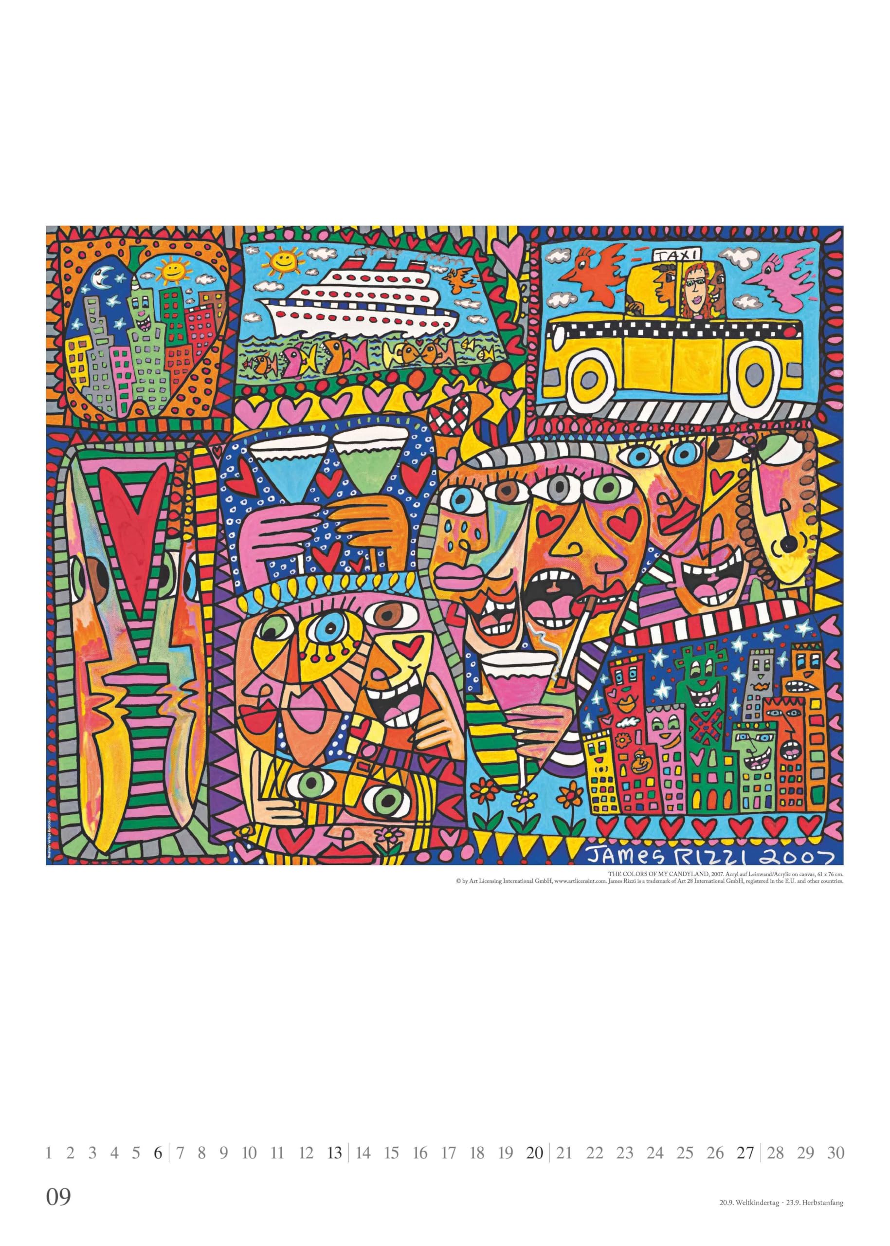 DUMONT - James Rizzi 2026 – Kunst-Poster-Kalender 50 x 70 cm, Pop-Art Wandkalender für Kunstliebhaber & Rizzi-Fans
