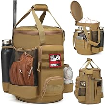Baseball Bucket Bag Baseball Coaching Accessories Organizer Softball Bucket Bag with Anti-Slip Bottom & Multiple Pockets for Bat, Gloves, Scoreboards