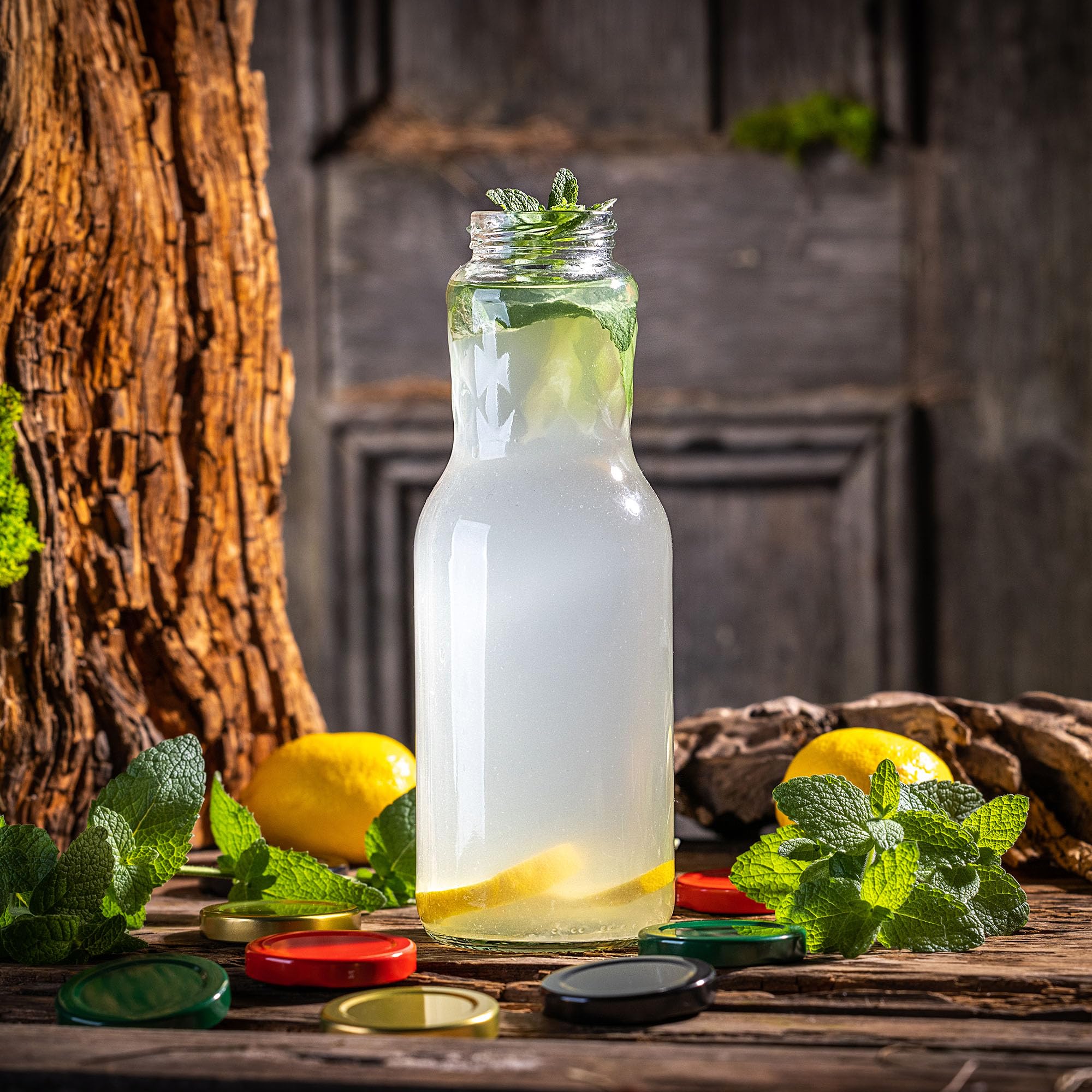 KADAX 20er Set Glasflaschen 1L mit Schraubverschluss Schwarz – Leere Milchflaschen Saftflaschen zum Befüllen für Saft, Milch, Smoothies & Sirup, Refillable Glass Bottles