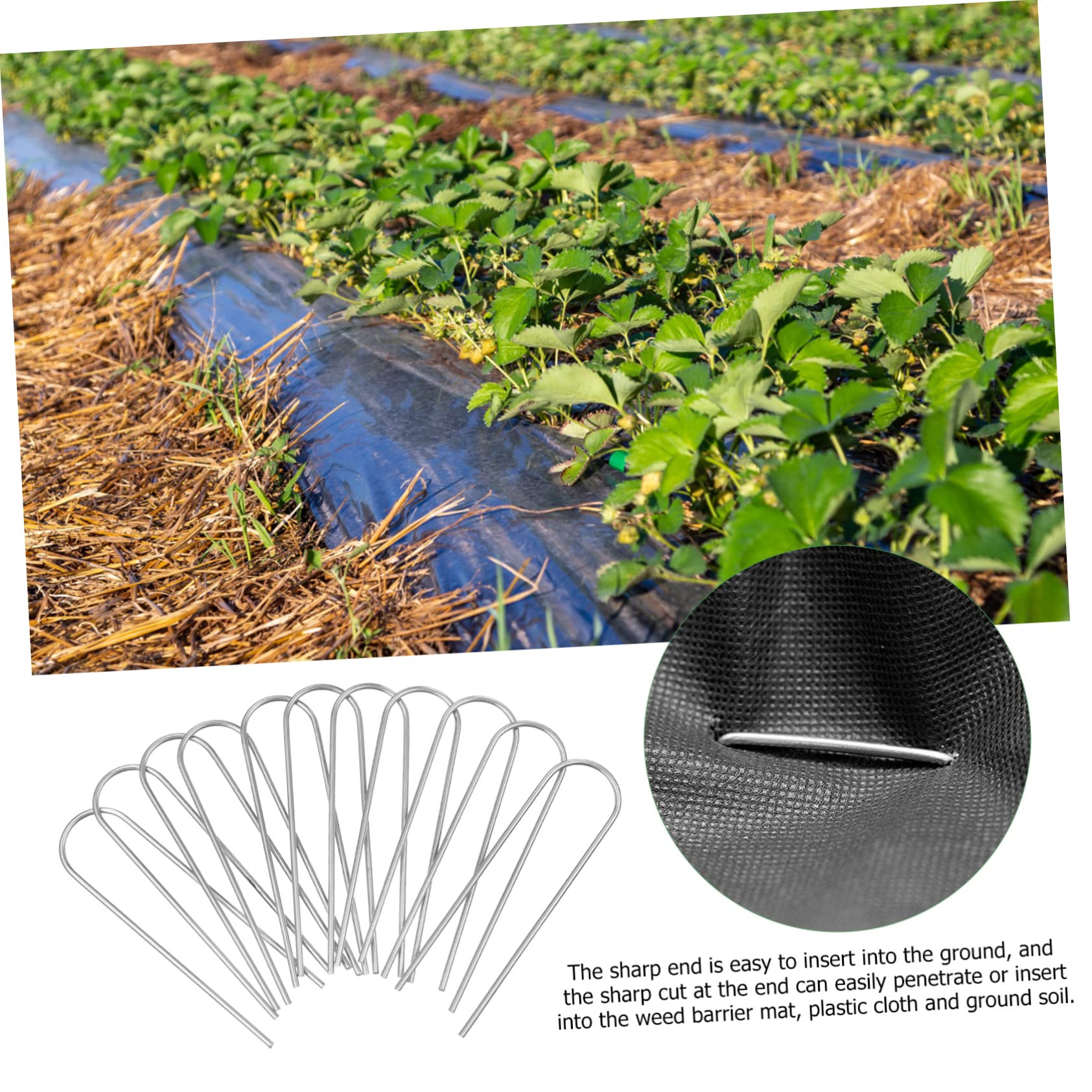 Piquets de Jardin en U 100 Pièces en Fer, Fixation Rapide pour Jardin