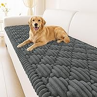 Smiry Washable Non-Slip Pet Couch Cover for Dogs - Fuzzy Soft 3 Cushion Sofa Protector (Dark Grey, 27.6x70.9")