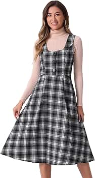 Gold-Buttoned Plaid Knit Dress　　Mサイズ Gold-Buttoned Plaid Knit Dress