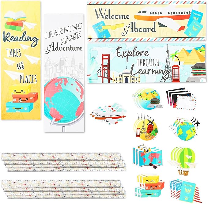 Bulletin Board Borders and Cutouts, Travel Theme Classroom