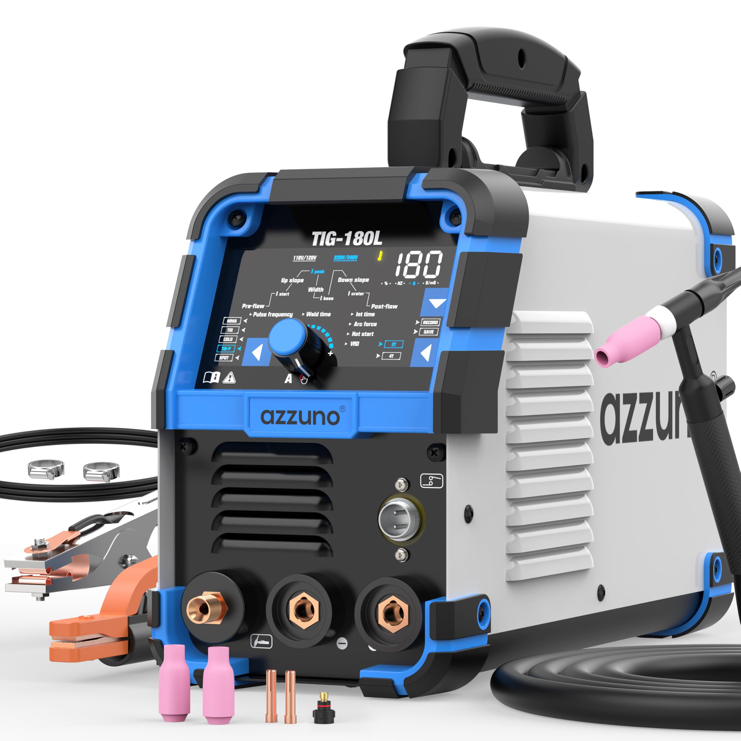 AZZUNO Cold TIG Welder With Pulse 180Amp Large LED Display, 5-in-1