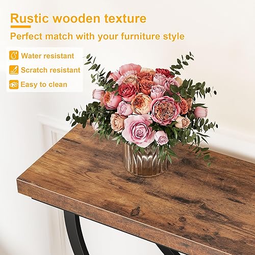 Miniatura 7 de Snughome Mesa de entrada, mesa consola de 39.4 pulgadas, mesa de sofá industrial de 3 niveles detrás del sofá, mesa decorativa, mesa de carga de 200