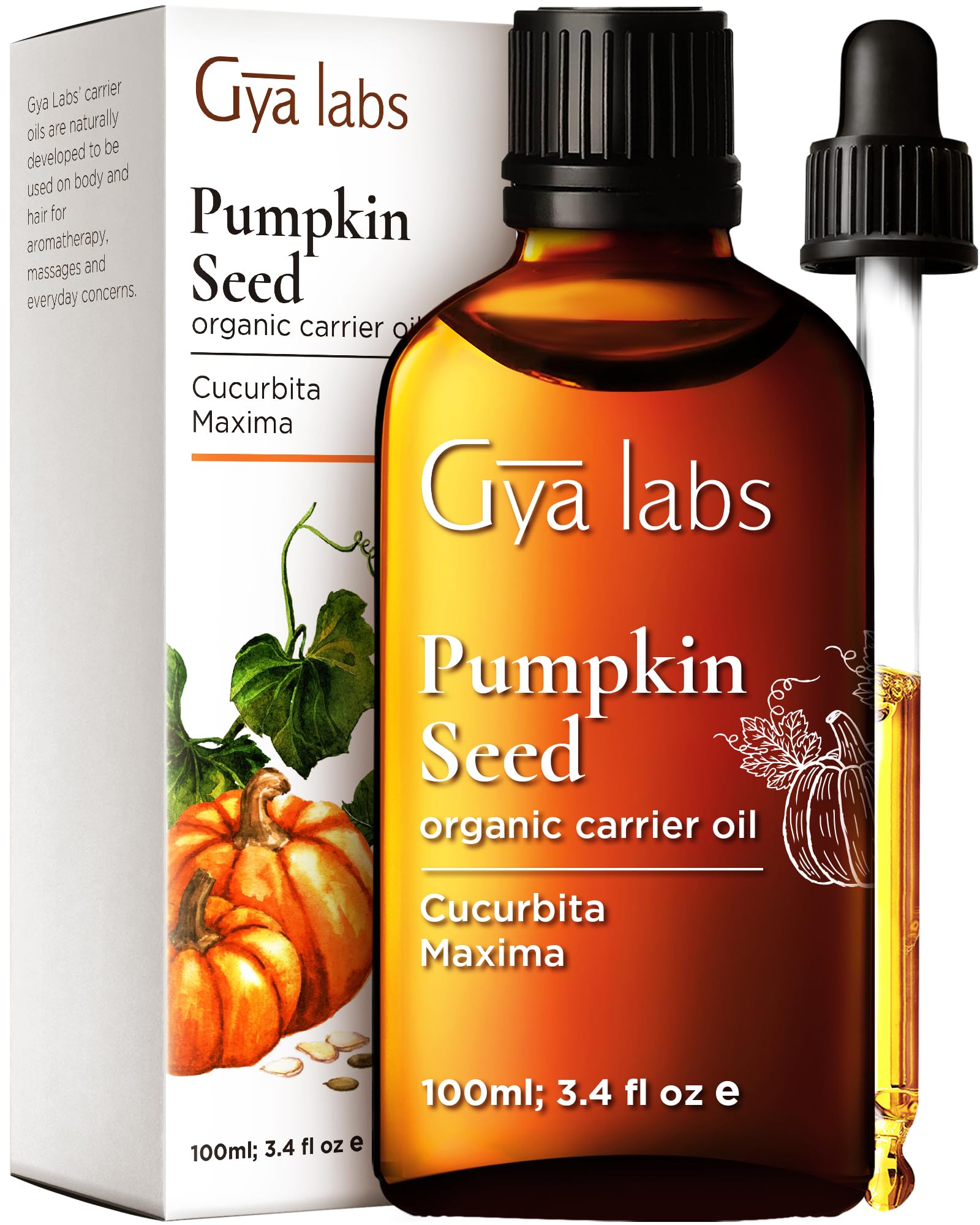 Organic Pumpkin Seed Oil for Hair Growth - 100% Pumpkin Seed Oil Cold Pressed for Skin - Pumpkin Oil for Hair, Skin, Face, Nourishing & Strengthening (100ml)