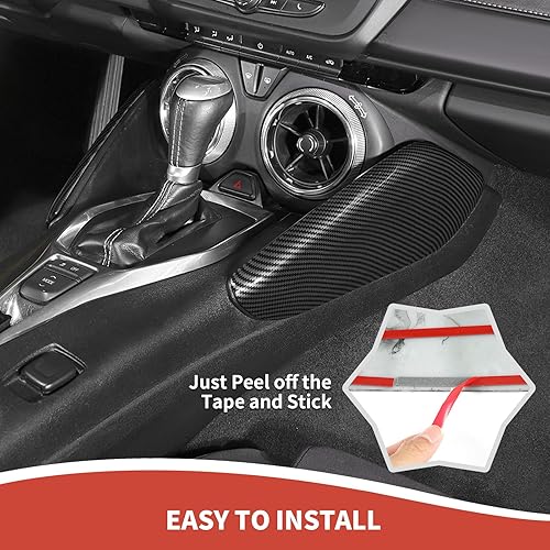 Miniatura 7 de Cubierta del panel lateral de la palanca de cambios compatible con Chevrolet Chevy Camaro 2016-2023 accesorios interiores de fibra de carbono