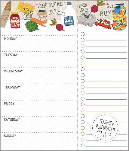 Cuaderno semanal de notas para planificadores de comidas con lista perforada 75 x 83in 50 hojas acolchadas fácil de planificar menús con almohadilla