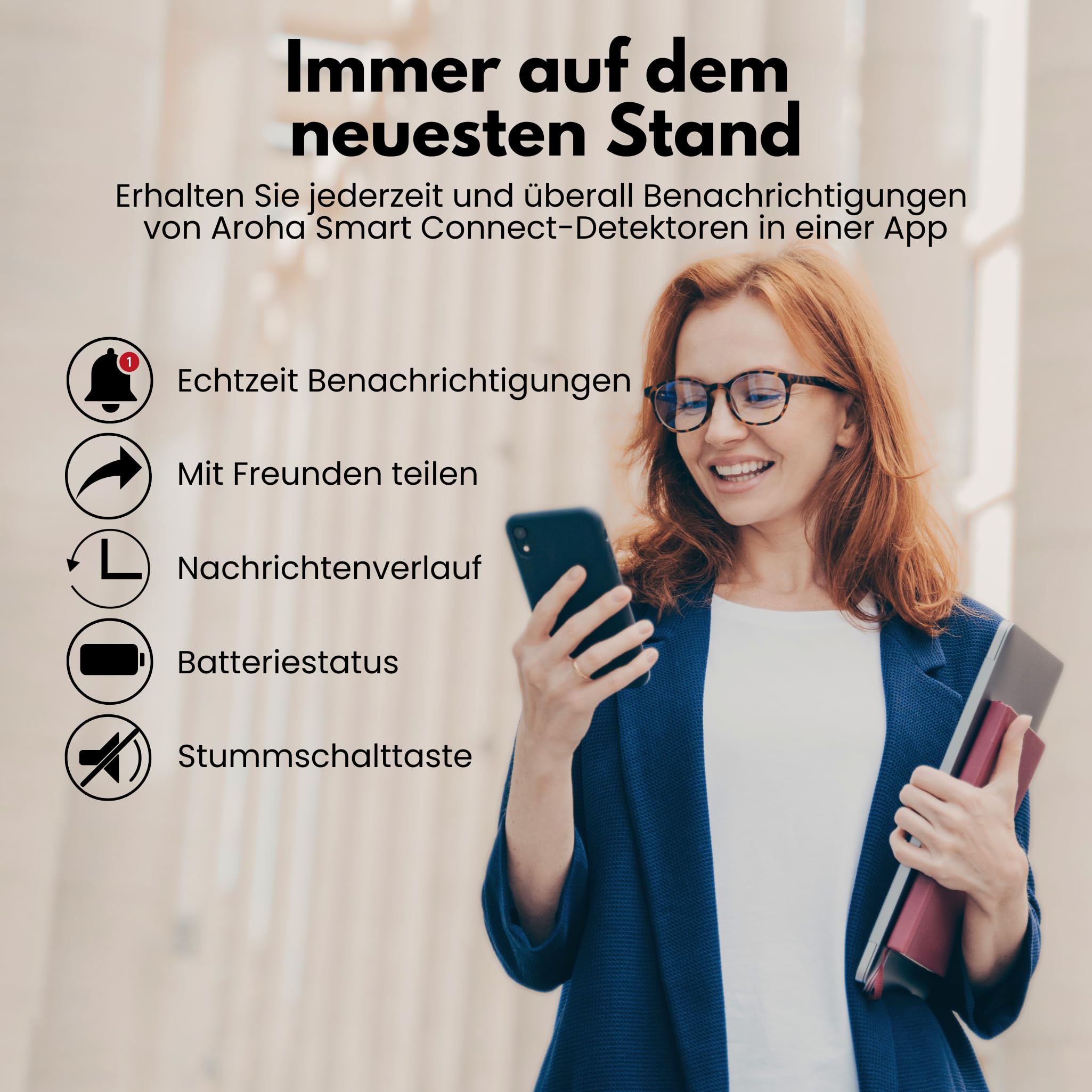 Aroha Smart Connect Kohlenmonoxid Melder WLAN - 10 Jahre Batterie - Smart CO Melder Vernetzt mit App Tuya & Smartlife - CO Gaswarner - 2 Set