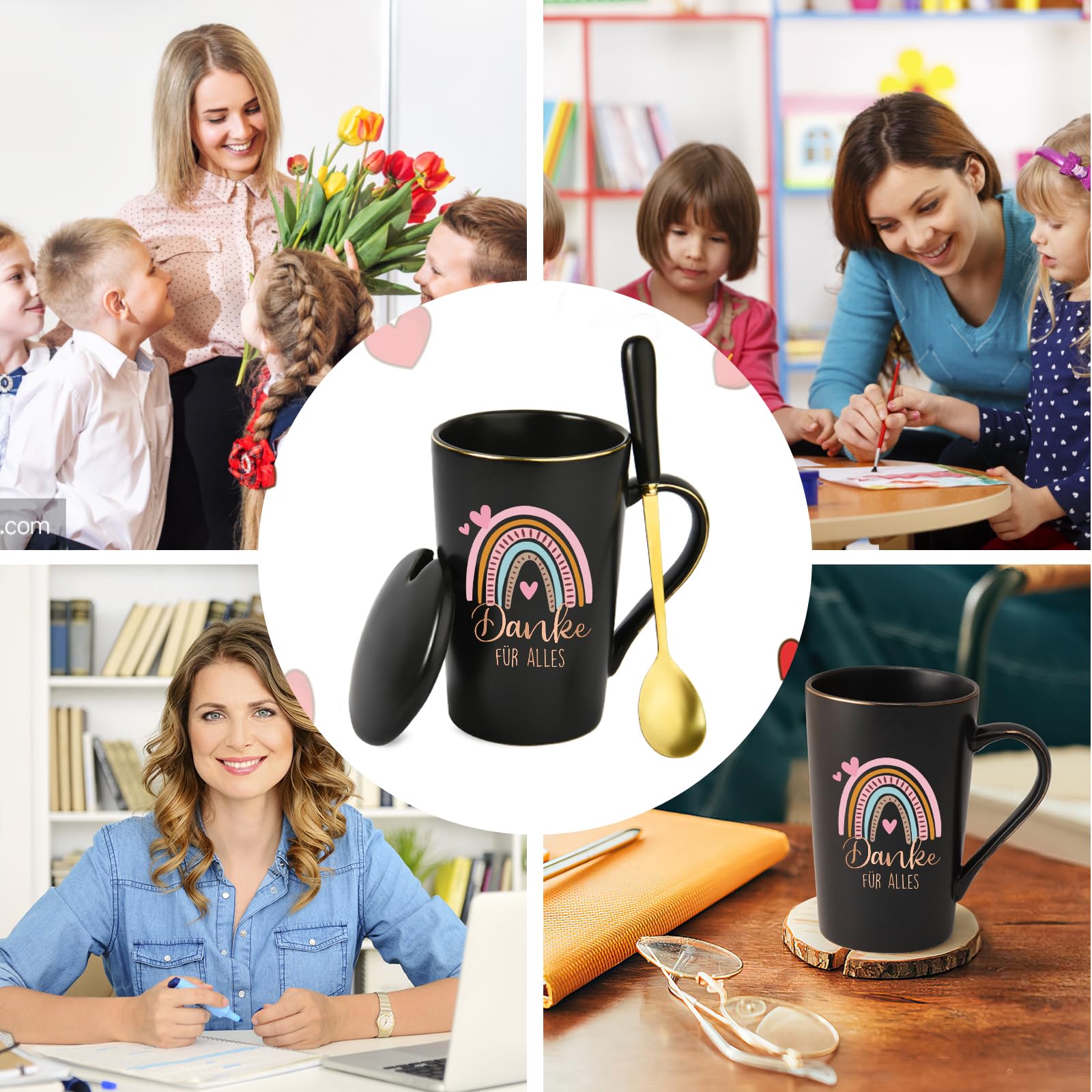 Danke Tasse Für Erzieherinnen - 400ml Marmor Design Mit Geschenkbox