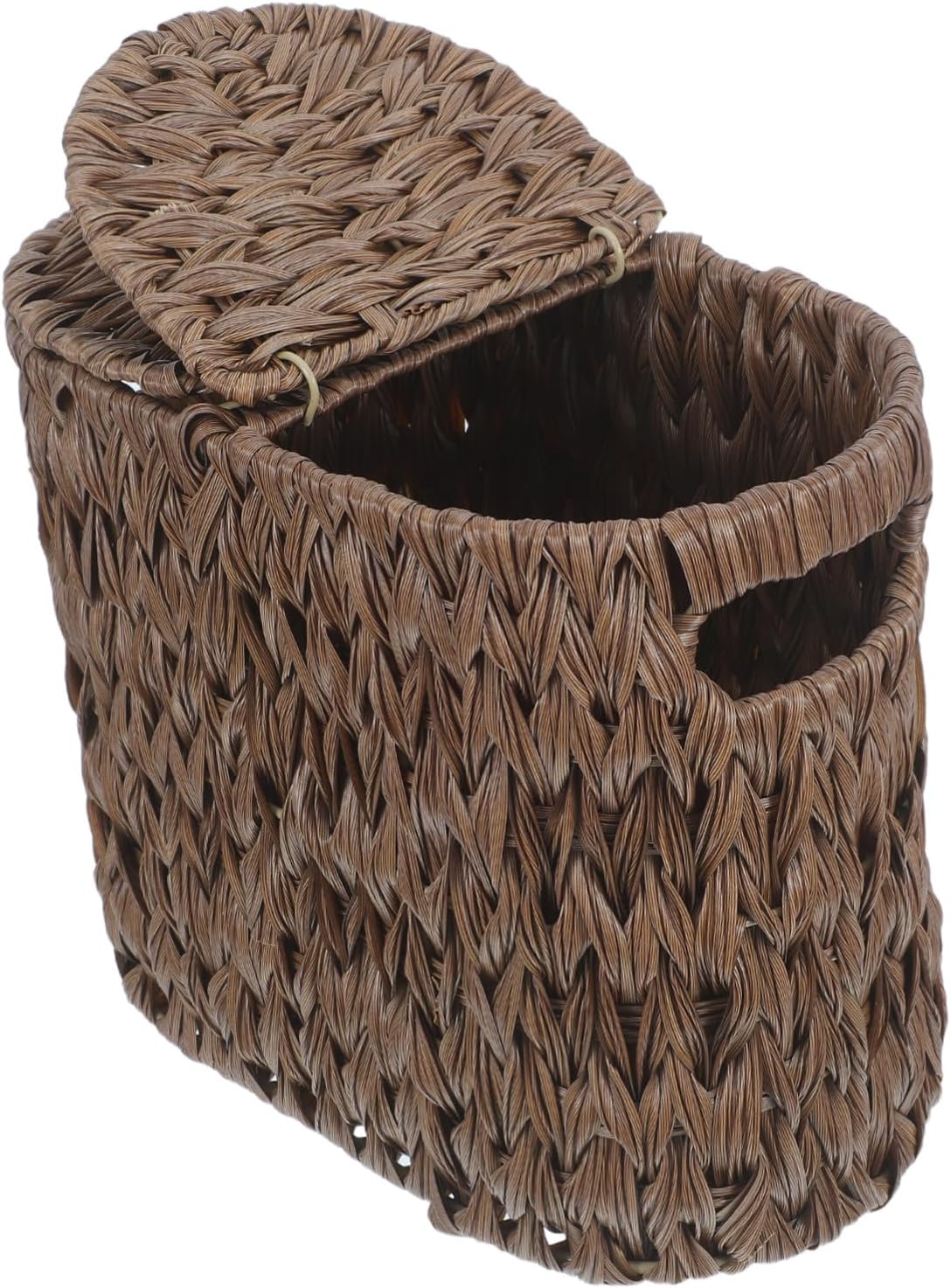 Toilet Paper Storage Basket with Lid Brown Plastic Toilet Tissue Roll Organizer Bathroom Basket Holder and Home Storage