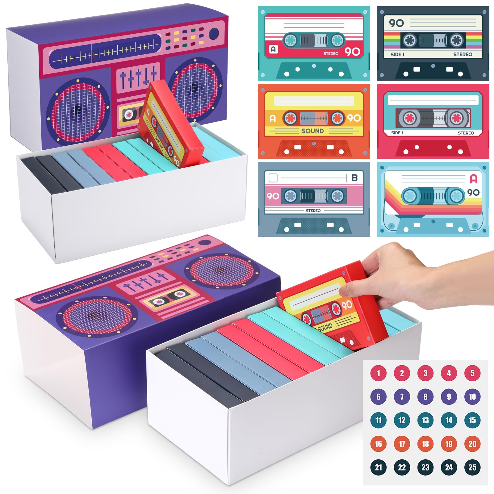 Amazon.com: Harloon 24 Pcs 80s 90s Party Favor Boxes Radio Player