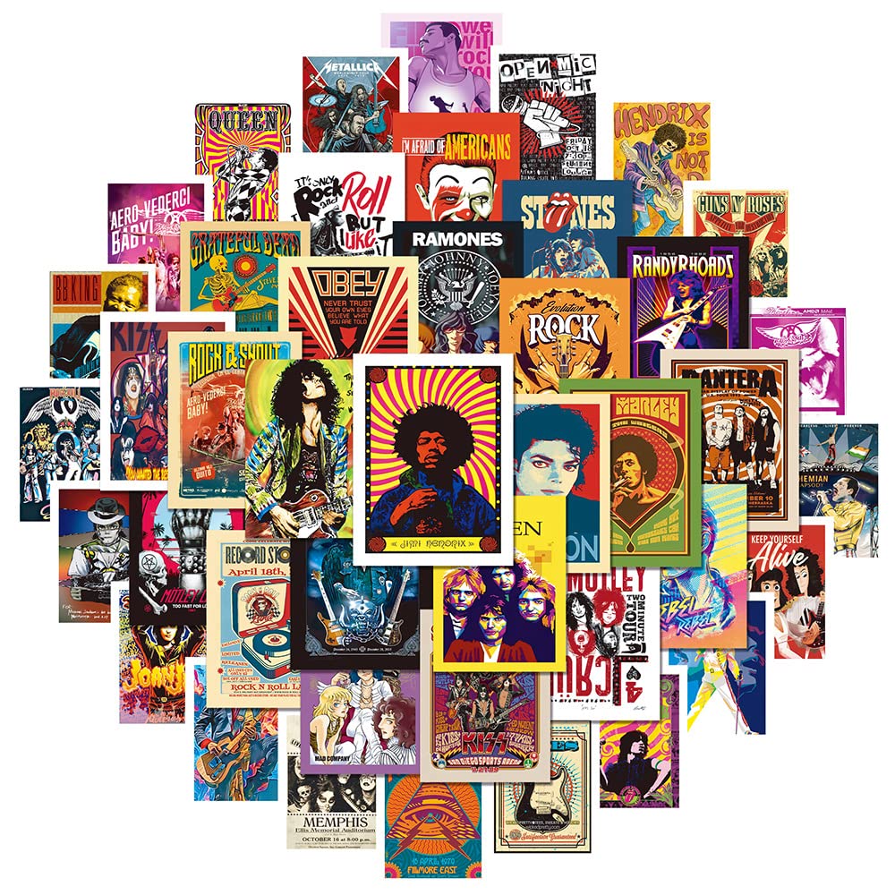 Retro Music Stickers 50pcs,Aesthetic Decoration Water Bottles Vinyl Stickers for Scrapbook,Laptop,Kid,Teen,Girl - Image 2