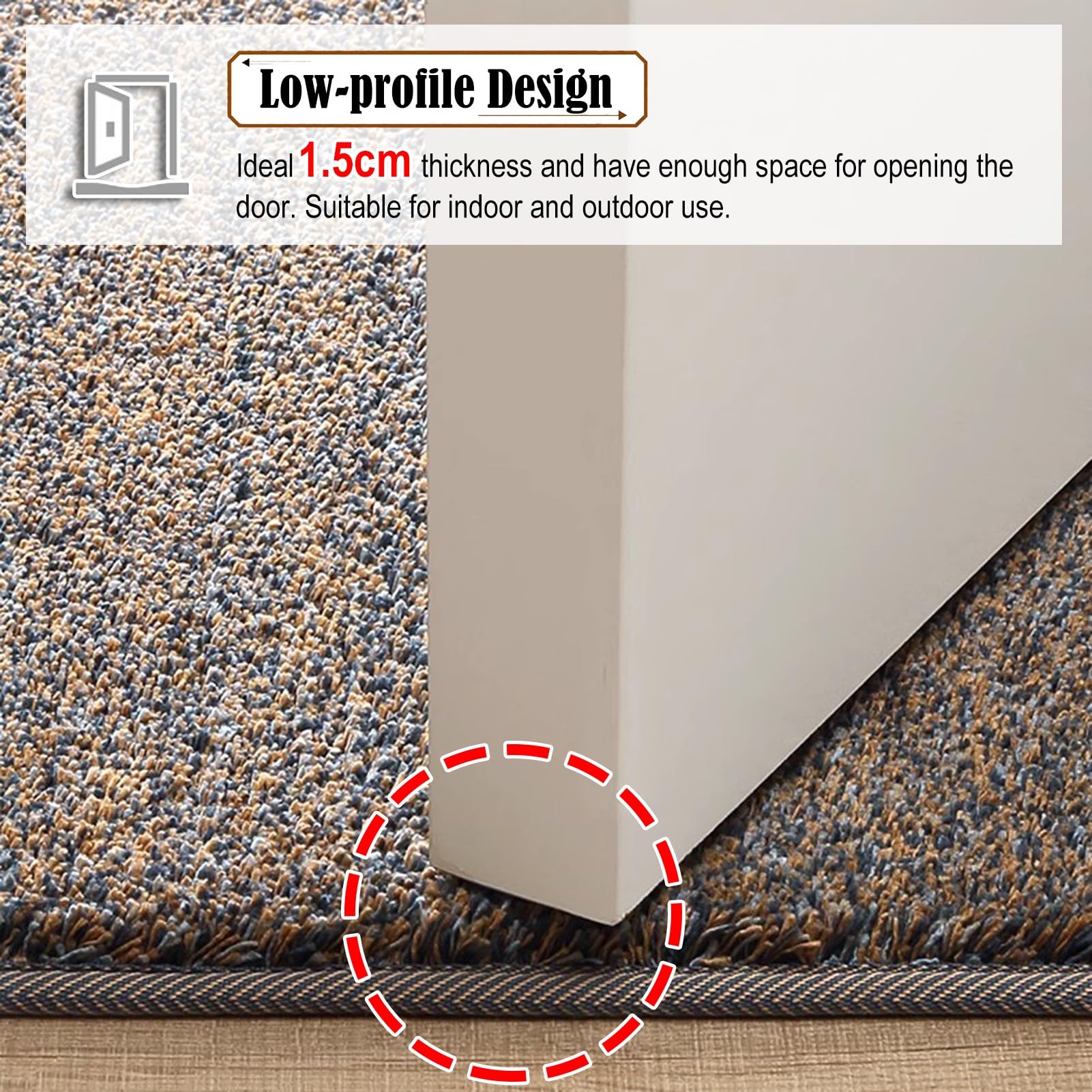 Fußmatte für den Innen- und Außenbereich, Eingangsbereich, Willkommensmatten, extra Lange rutschfeste Teppiche für doppelte Vordertür – 1,5 cm dick, 50/60/80/90 cm breit, wasserdichte Matten