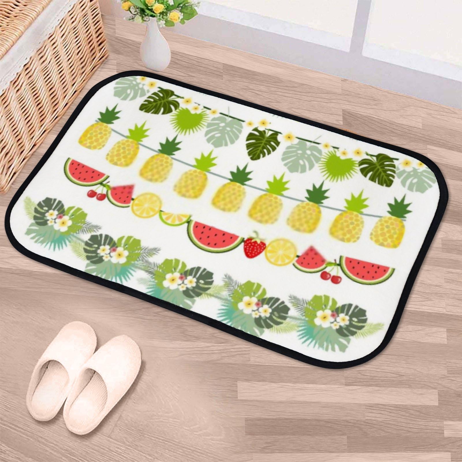 Nuansexi Bathroom Rugs Tropical Jungle Pattern Floor Mats Non Slip Bathmat Doormat Tub Mat Coral Velvet Absorbent Entrance Carpet Mats Machine Washable Bedroom Decor