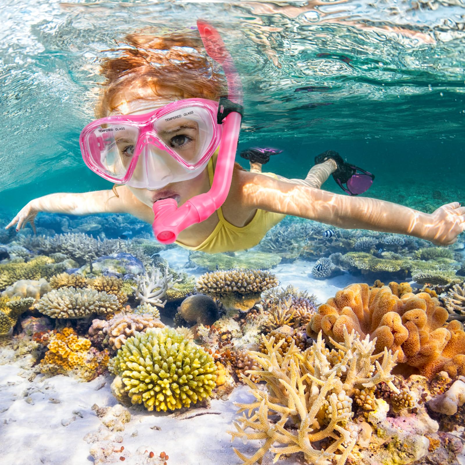 2 zestawy sprzętu do nurkowania dla dzieci, zestaw do nurkowania dla dzieci w wieku 6-14 lat, zestaw masek do snorkelingu dla młodzieży, chłopców, dziewcząt, juniorów, gogle do nurkowania ze szkła
