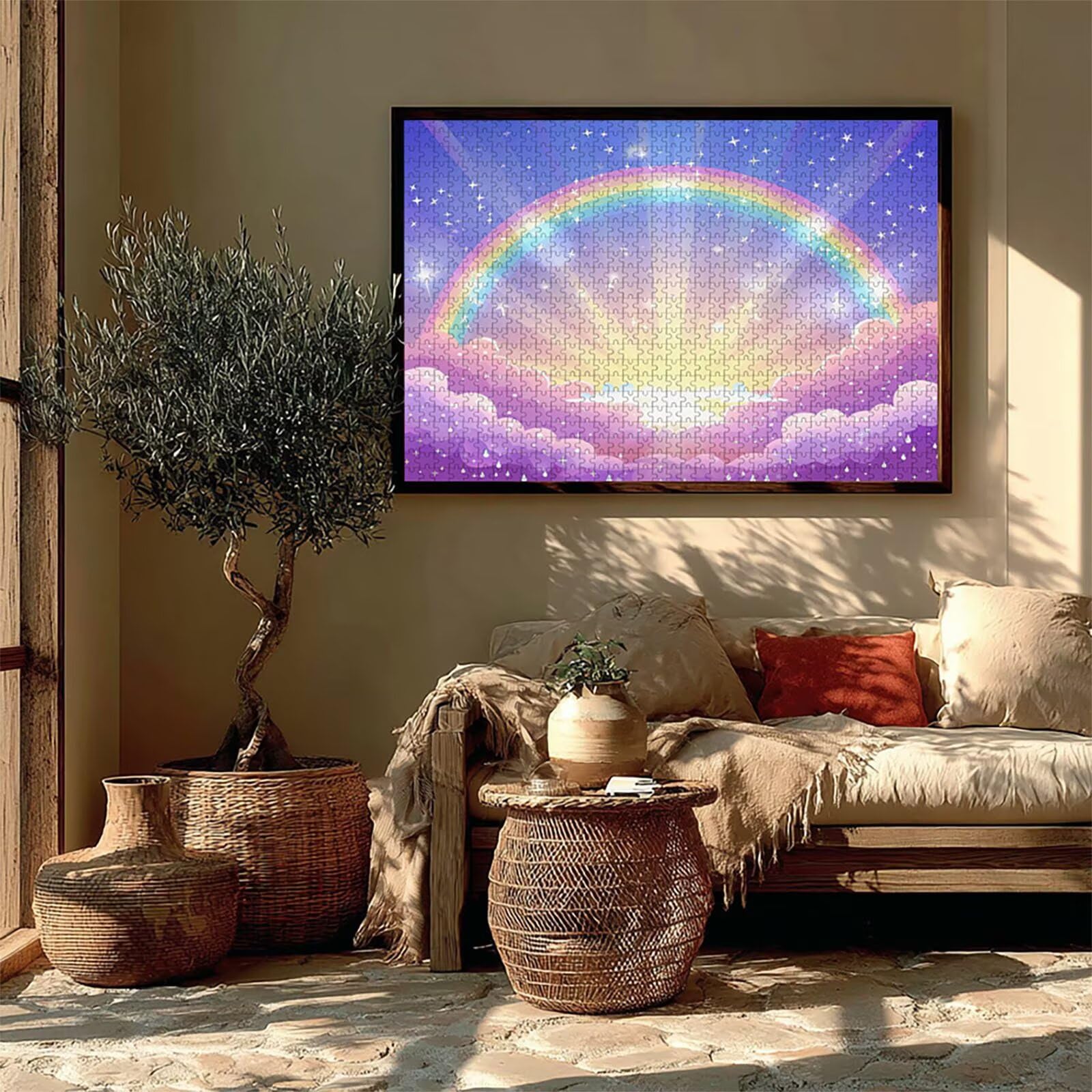 Puzzle Sztuka z pudełkiem w chmurze, Dream Puzzle Wood 2000 sztuk Dorośli 99 x 70 cm, zajęcia rozrywkowe o wysokiej trudności, klasyczna gra DIY, układanka dla całej rodziny, letni prezent, V-9080
