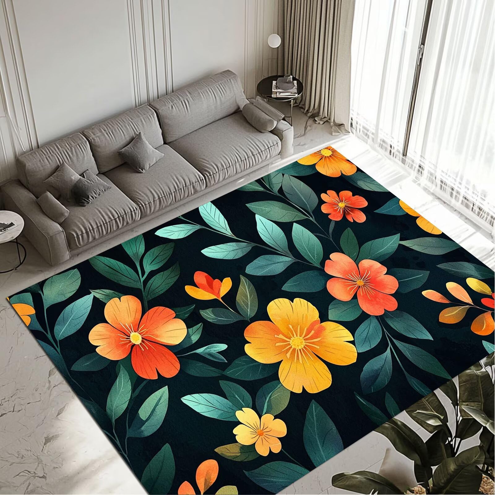 Tapis Flower 50x80cm lavable et antidérapant pour entrée et chambre adulte
