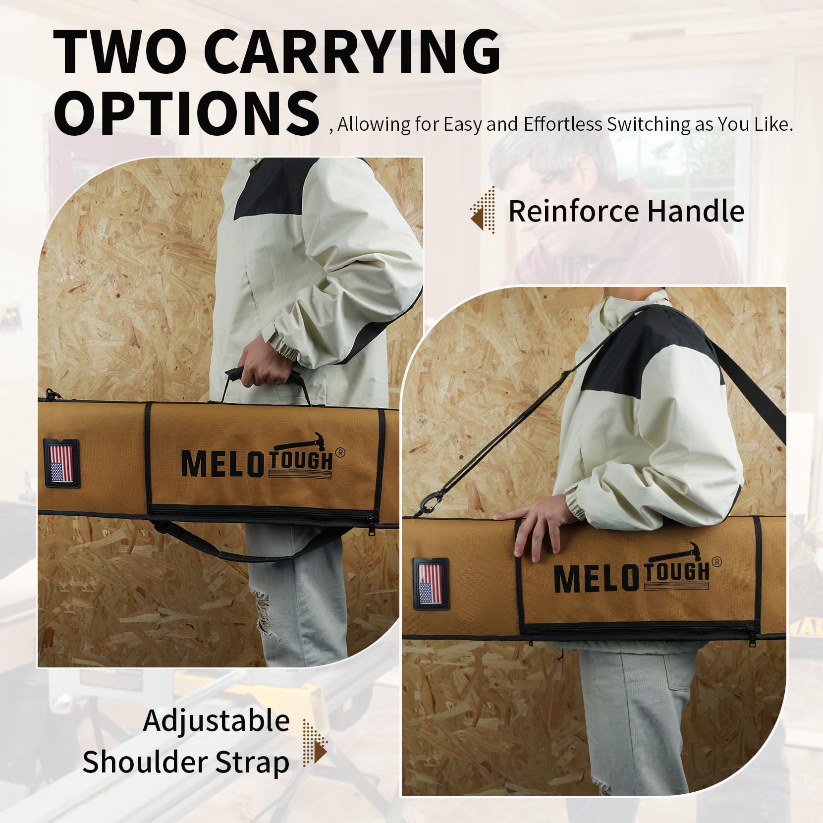 MELOTOUGH Track Saw Guide Rail Bag Padded Protection for Saw Guide