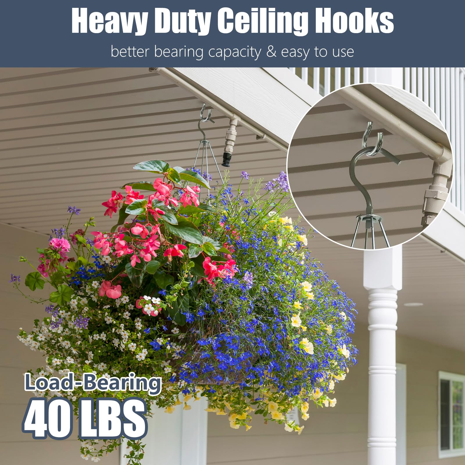 Heavy Duty Screw Hooks - Hang Plants & More -4