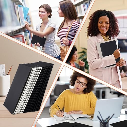 Miniatura 5 de Paquete de 24 cuadernos de papel kraft a granel, diario de viaje rayado, cuadernos con rayas universitarias, diario de cubierta negra a granel para