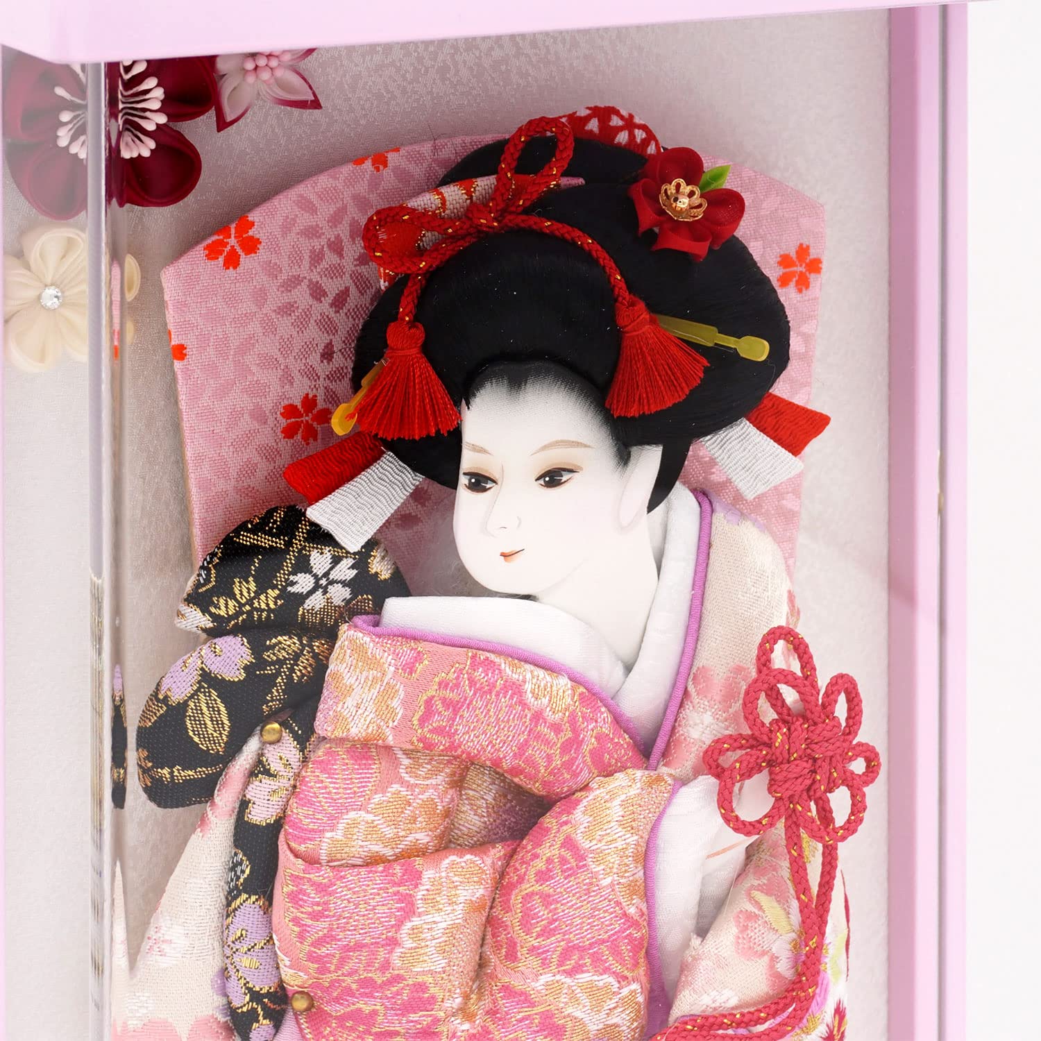 Amazon.co.jp: 人形の久月 刺繍振袖羽子板飾り ピンク額型アクリル