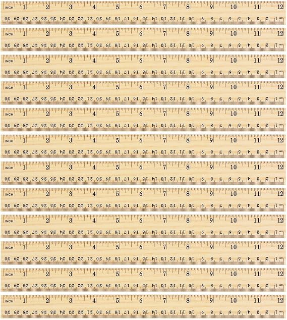 eBoot 12 Pack Wood Ruler Student Rulers Wooden School Rulers Office Ruler Measuring Ruler, 2 Scale (12 Inch and 30 cm)