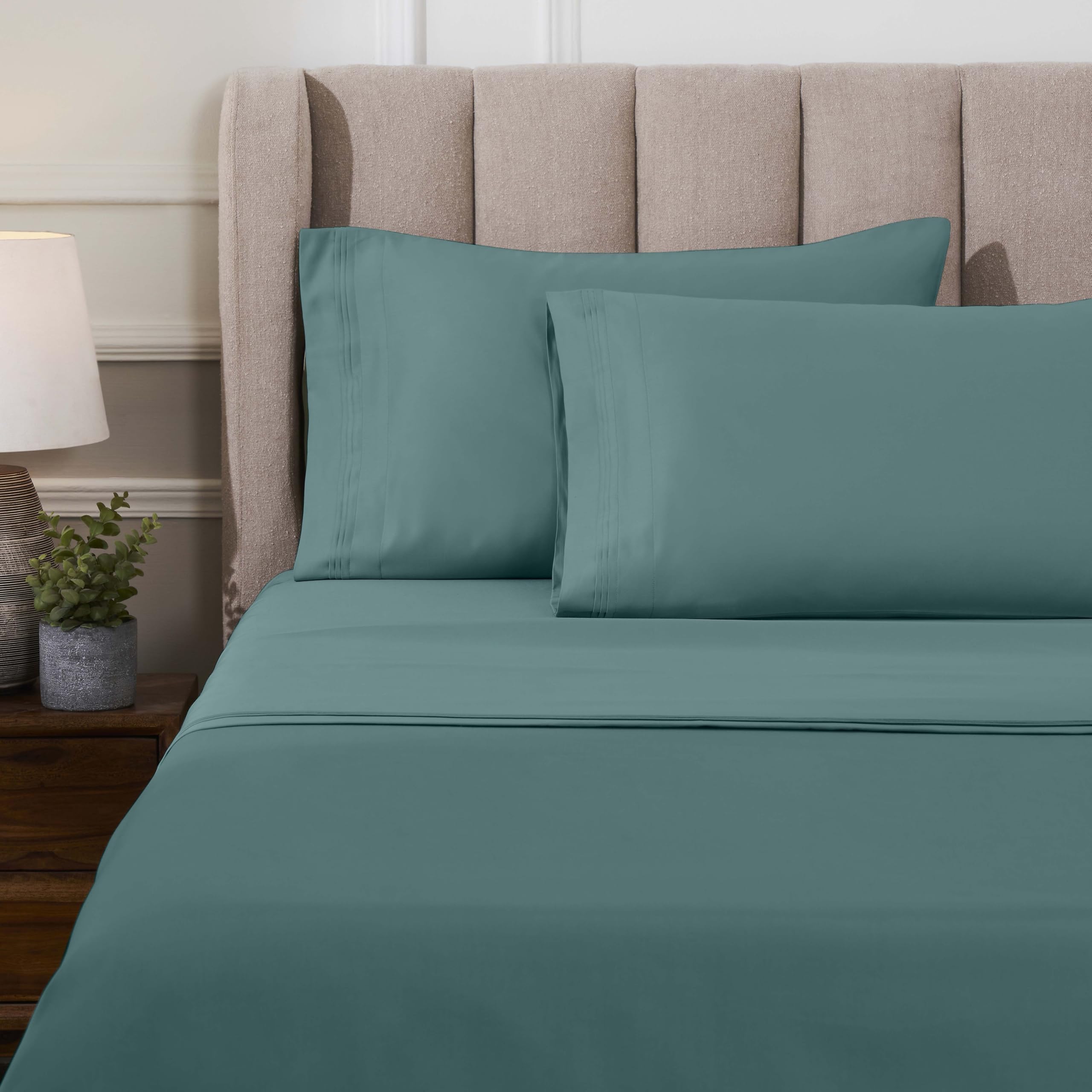 Casa Platino – Set Lenzuola Matrimoniali In Puro Cotone Egiziano 1000 Fili, 6 Pezzi (1 Piatto, 1 Con Angoli Profondi 38 Cm, 4 Federe), Rasatello, Morbide E Traspiranti