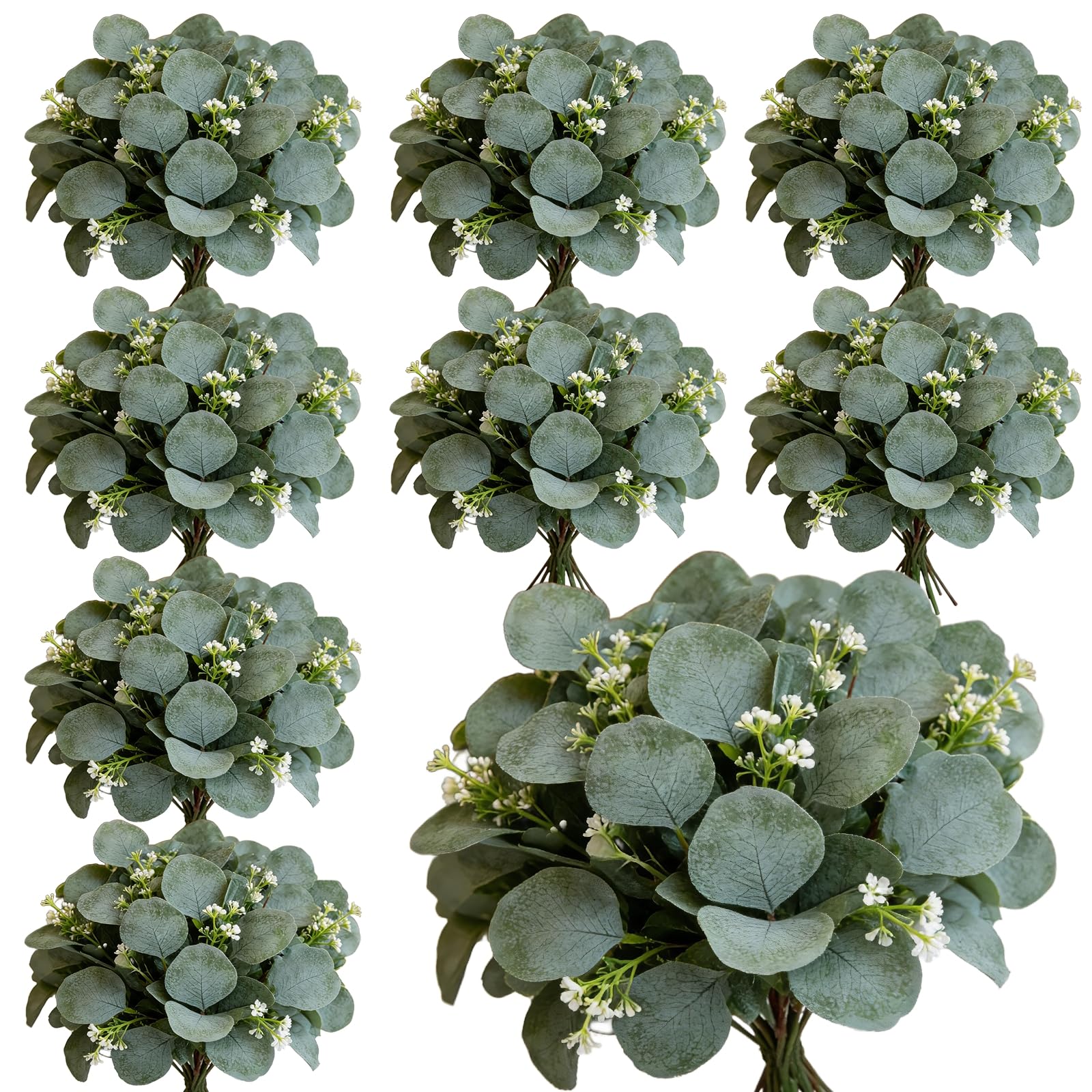 Grandeal 40 Pcs Faux Eucalyptus Leaves Stems