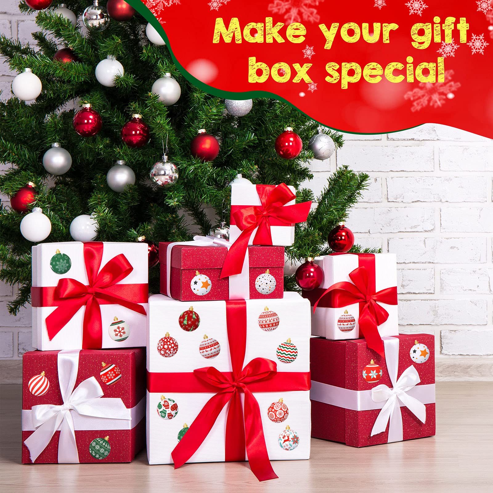 Acevegue Lot De 2 000 Autocollants De Noël, 4 Rouleaux D