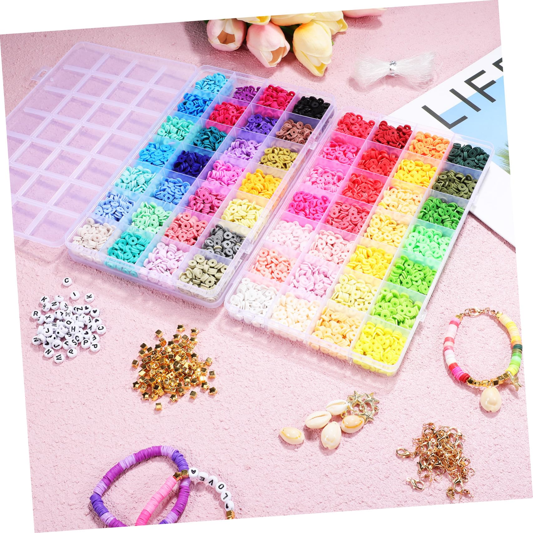 Kit de Perles à Bijoux DIY 1 Set pour Débutants, Bracelet et Collier