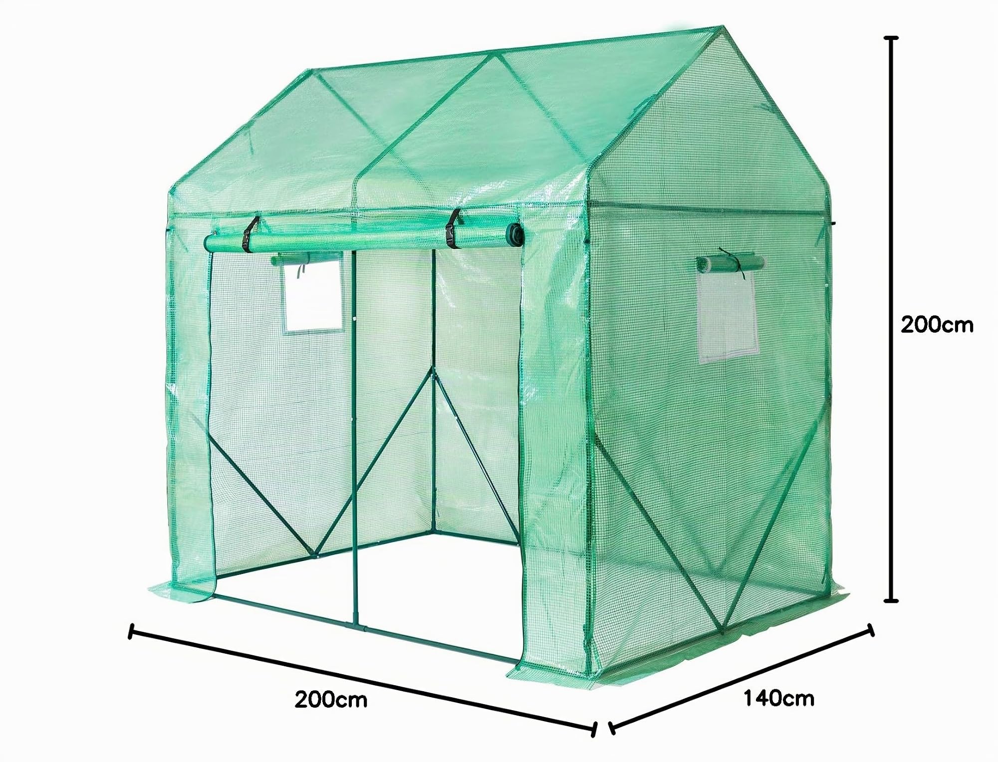 Yorbay Serra da Giardino, con griglia Rete Schermo in PE (140g/㎡), con Telaio in Acciaio, con finestrela, per Giardino per la Coltivazione, 200 X 140 X 200 cm