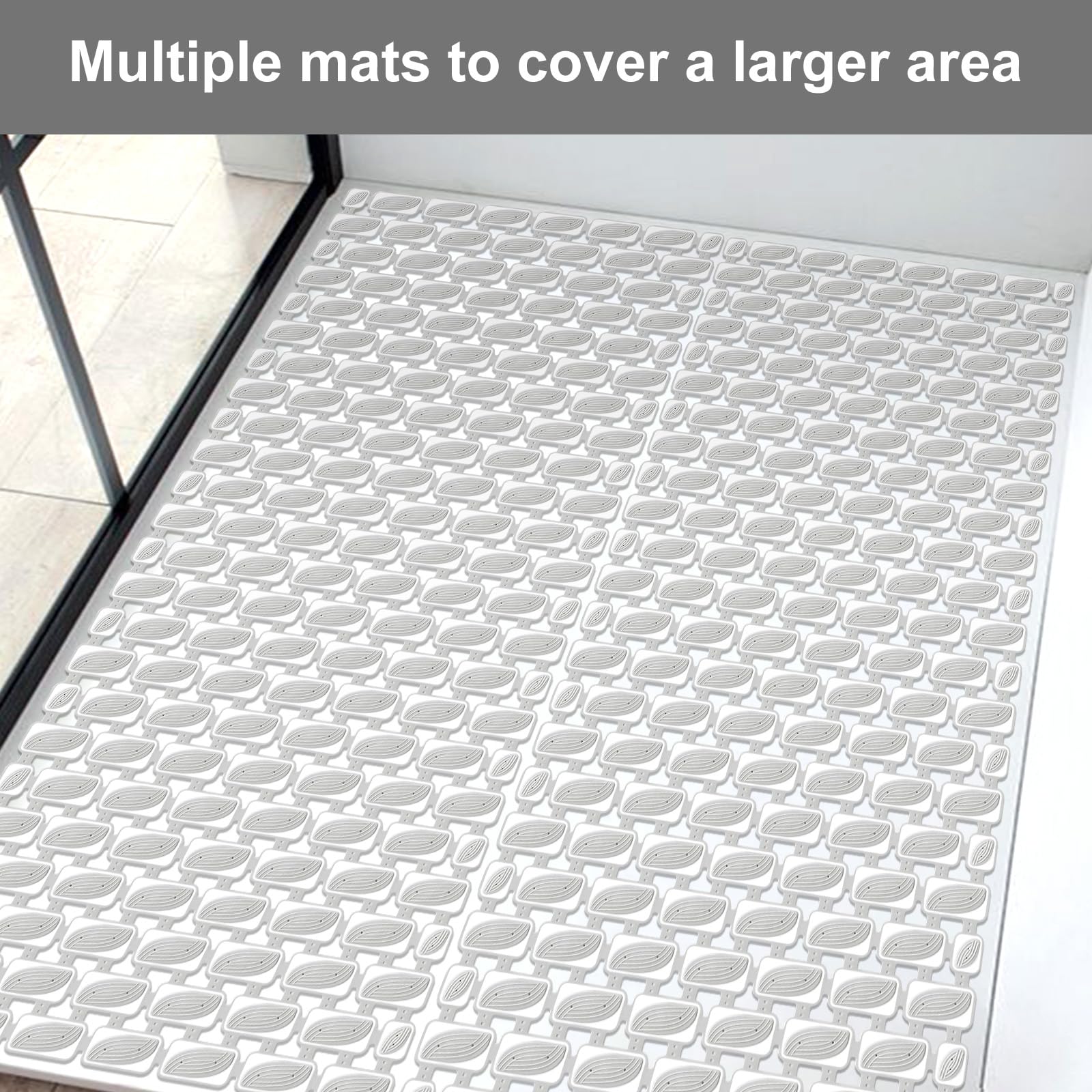 Alfombrilla de ducha antideslizante de 70 x 40 cm, antimoho, con ventosas fuertes y drenaje rápido, alfombrilla de baño de goma antideslizante para ducha interior, corte a medida, lavable a máquina