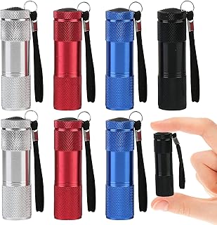Small LED Torch: 8 Pack Portable Mini LED Torches, Mini Torches LED Super Bright with 9 LEDs, Colorful Pocket Torch Flashlight for Kids, Torches for Kids Adult Camping Hiking Outdoor Party Gifts