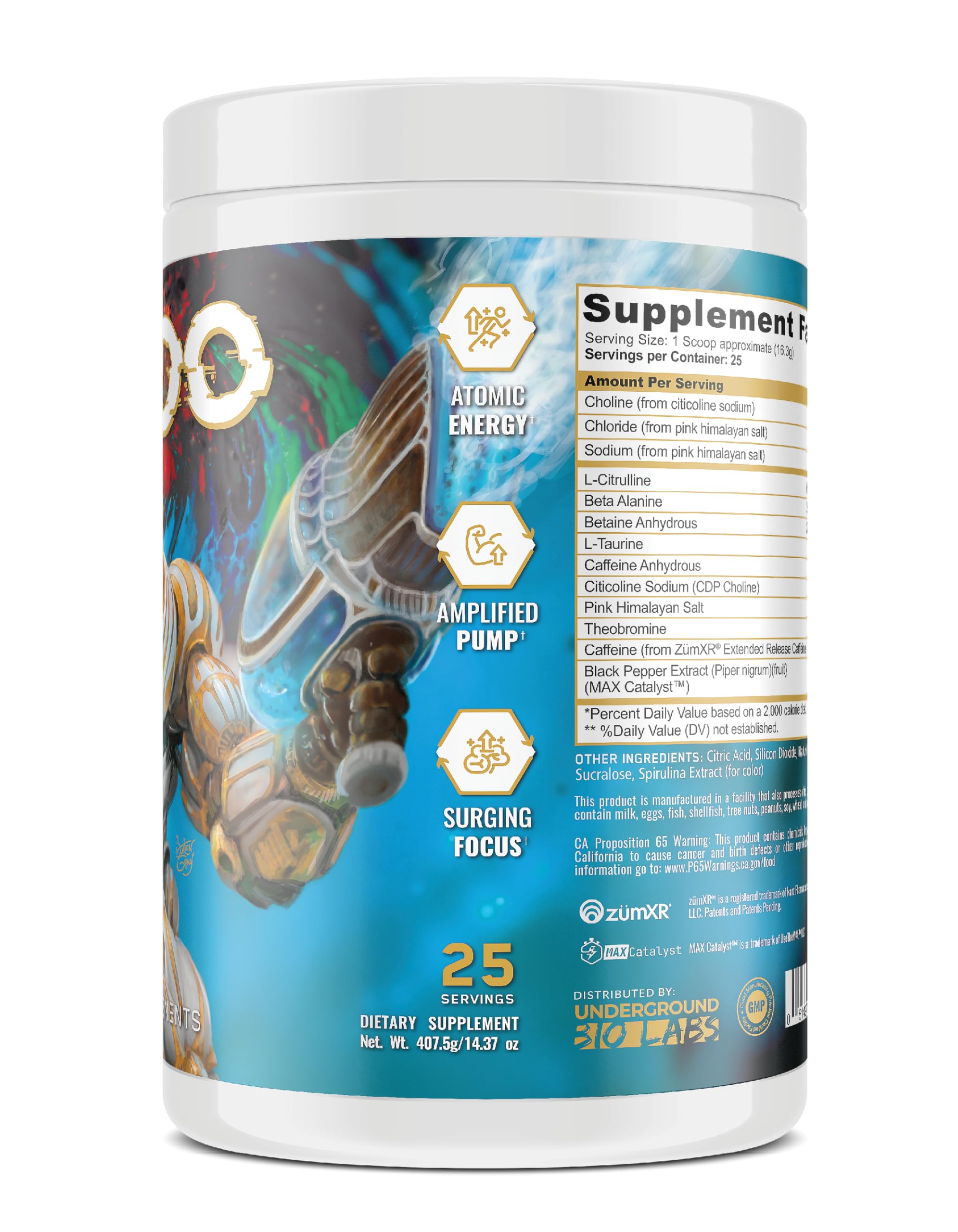 Underground Bio Labs Panda Supps: Pando Pre-Workout | 400mg Fast and Extended Release Caffeine | 6G L-Citrulline for Maximum Pumps and Endurance | 25 Servings (Electric Blue Colada) — Amazon image 5
