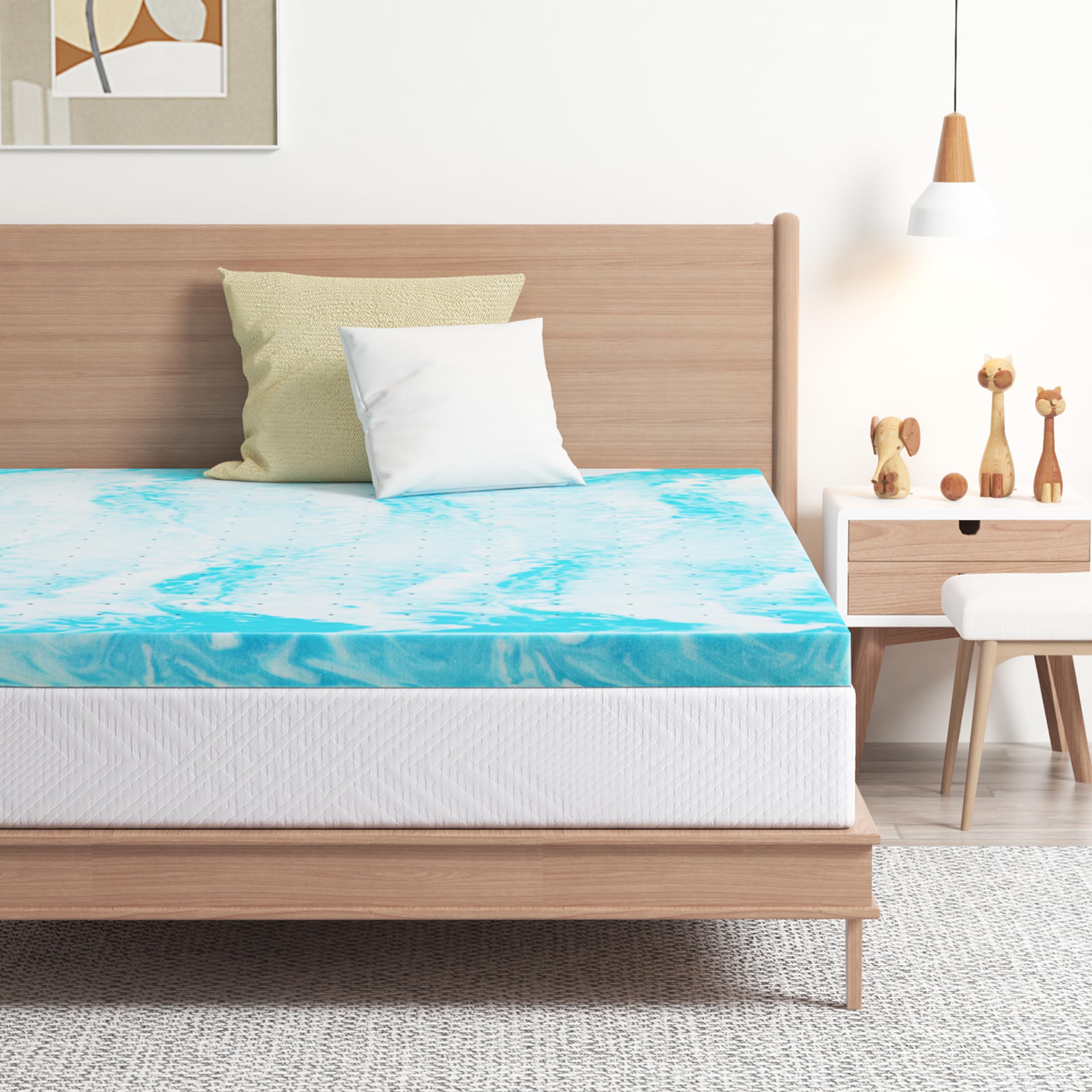 EGOHOME Topper 2 Inch Full Memory Foam Mattress Topper, Gel Foam Mattress Topper for Pressure Relief, Ventilated Design Bed Topper in a Box, CertiPUR-US Certified, 54"×75", Medium