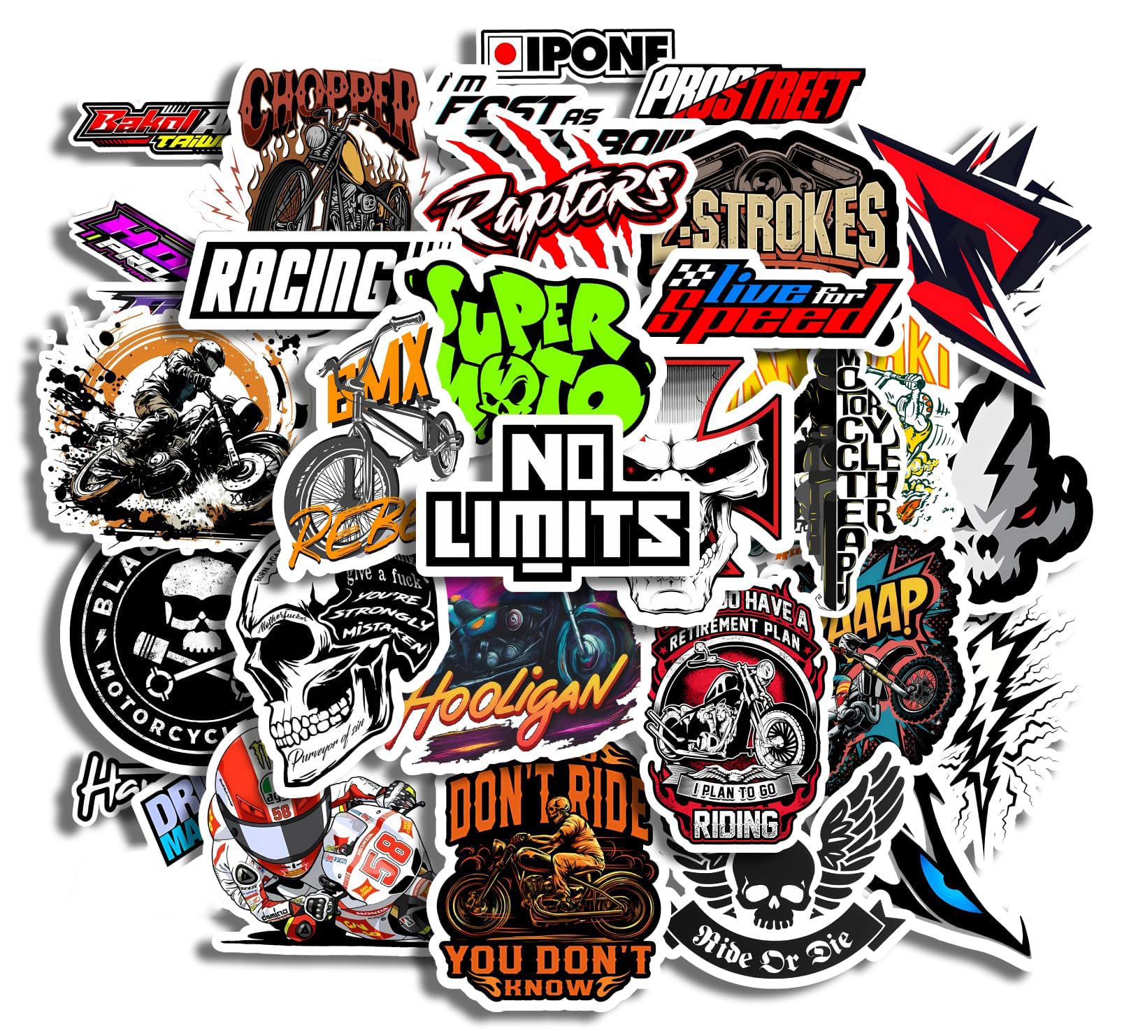 34Pcs Bike Stickers Pack | Premium Laminated, Waterproof, Non-Tearable Vinyl Stickers for Bikes, Helmets, Laptops, Bottles | Racing Theme Aesthetic Biker Stickers-picture-21