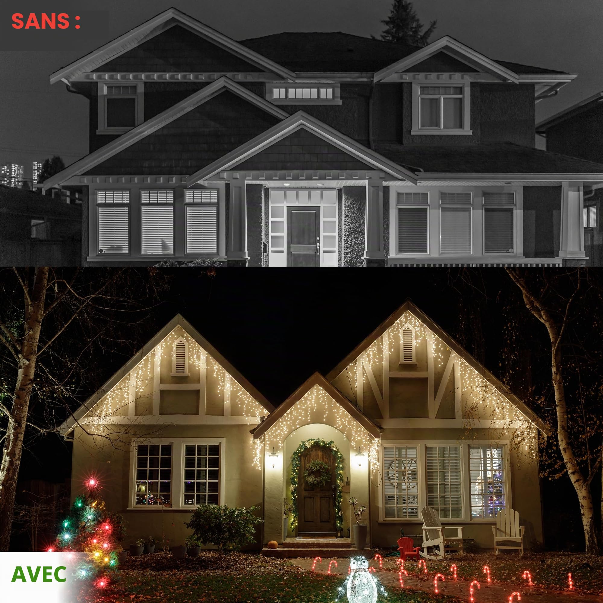 Gartenpirat Rideau lumineux - Guirlande lumineuse de Noël 24 m avec 960 LED blanc froid