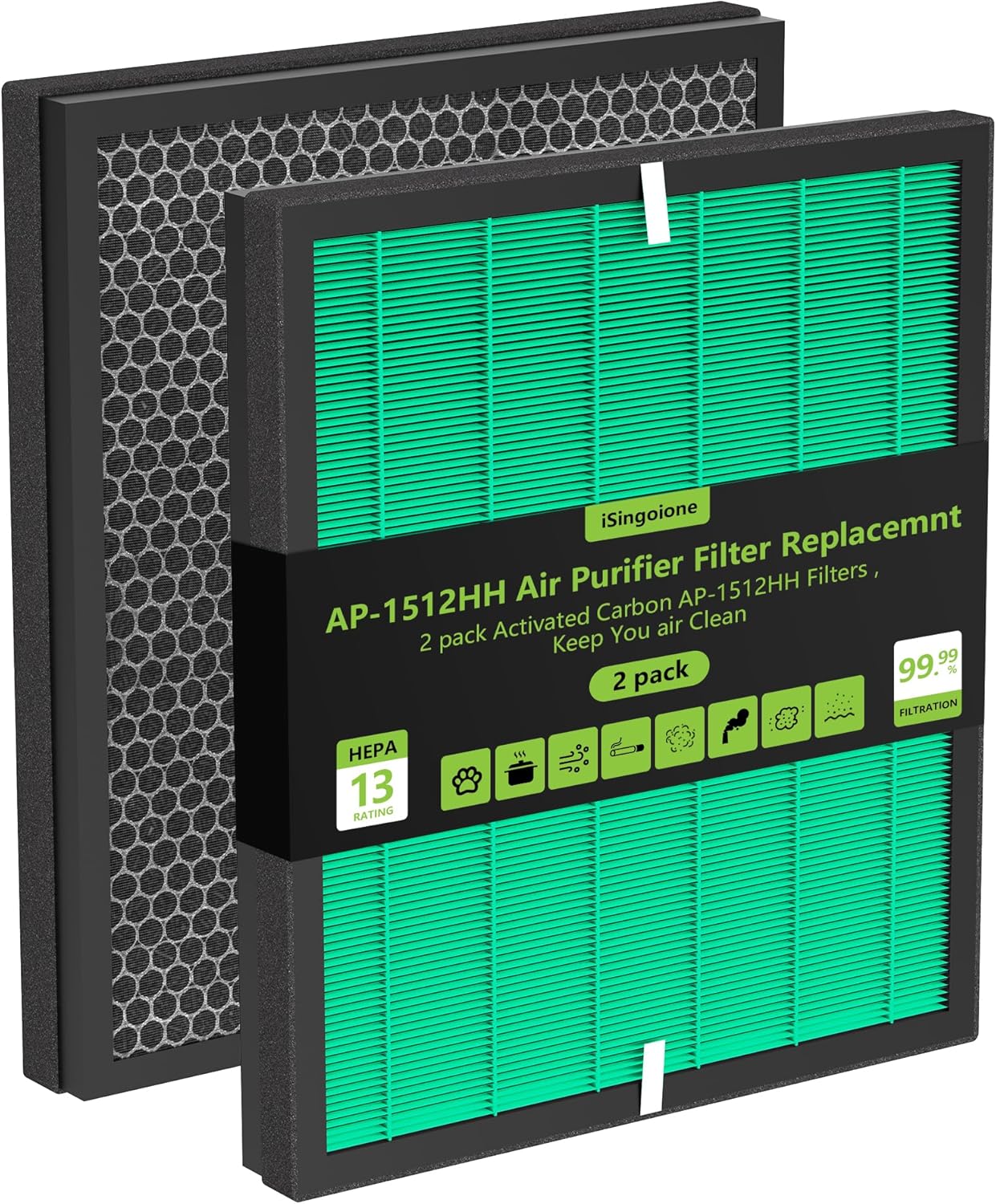 Product image of Enhanced AP-1512HH Air Purifier Replacement Filter for Coway Airmega AP-1512HH and Airmega 200M air Purifier, True HEPA Activated Carbon Filter, Compared to Part #3304899 Pet Allergy Version 2 Pack