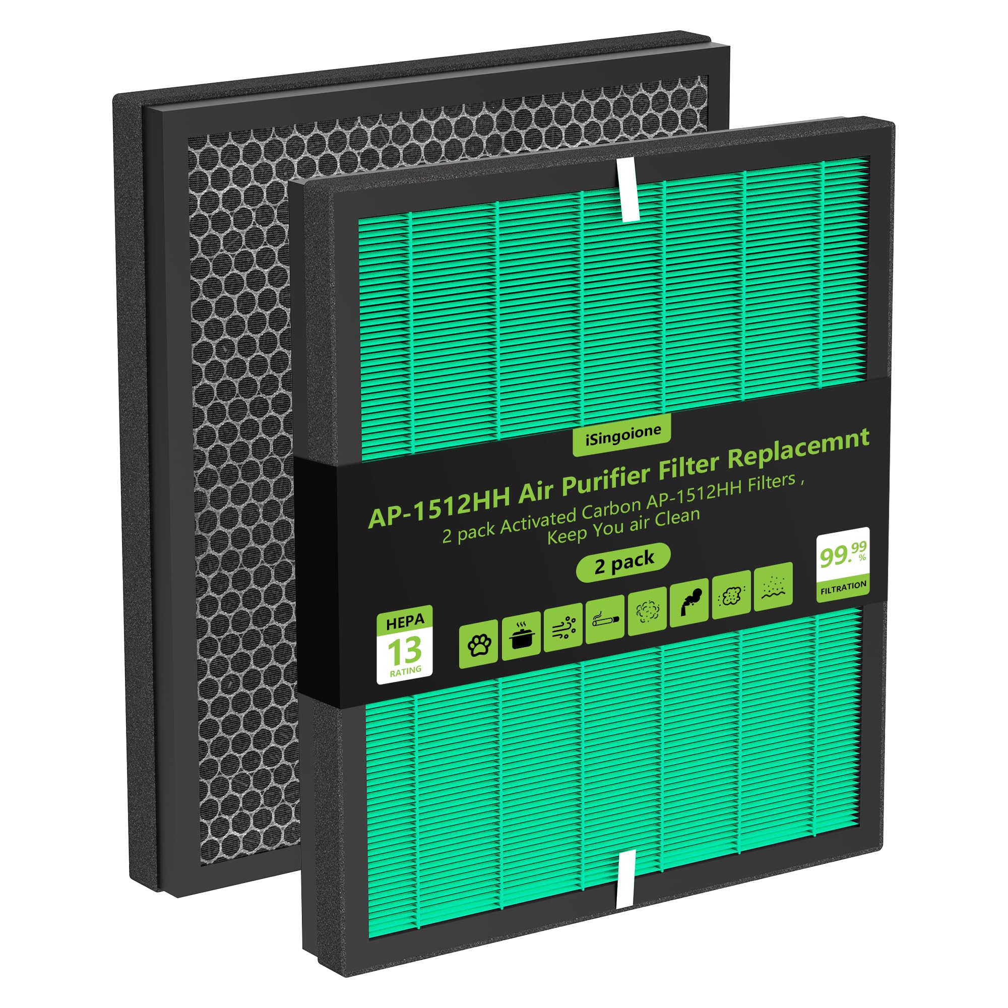 Photo 1 of iSingoione Airmega AP-1512HH Pets Air Purifier Replacement Filter Compatible with Coway Air Purifier, HEPA Filter and Active Carbon Filter Replaces Part #3304899,AP-1512HHS-FP