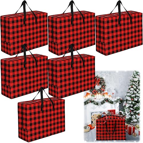 Yeshone 6 bolsas de almacenamiento de Navidad extra grandes, 27 x 20 pulgadas, organizador de alta resistencia, bolsa de almacenamiento de Navidad