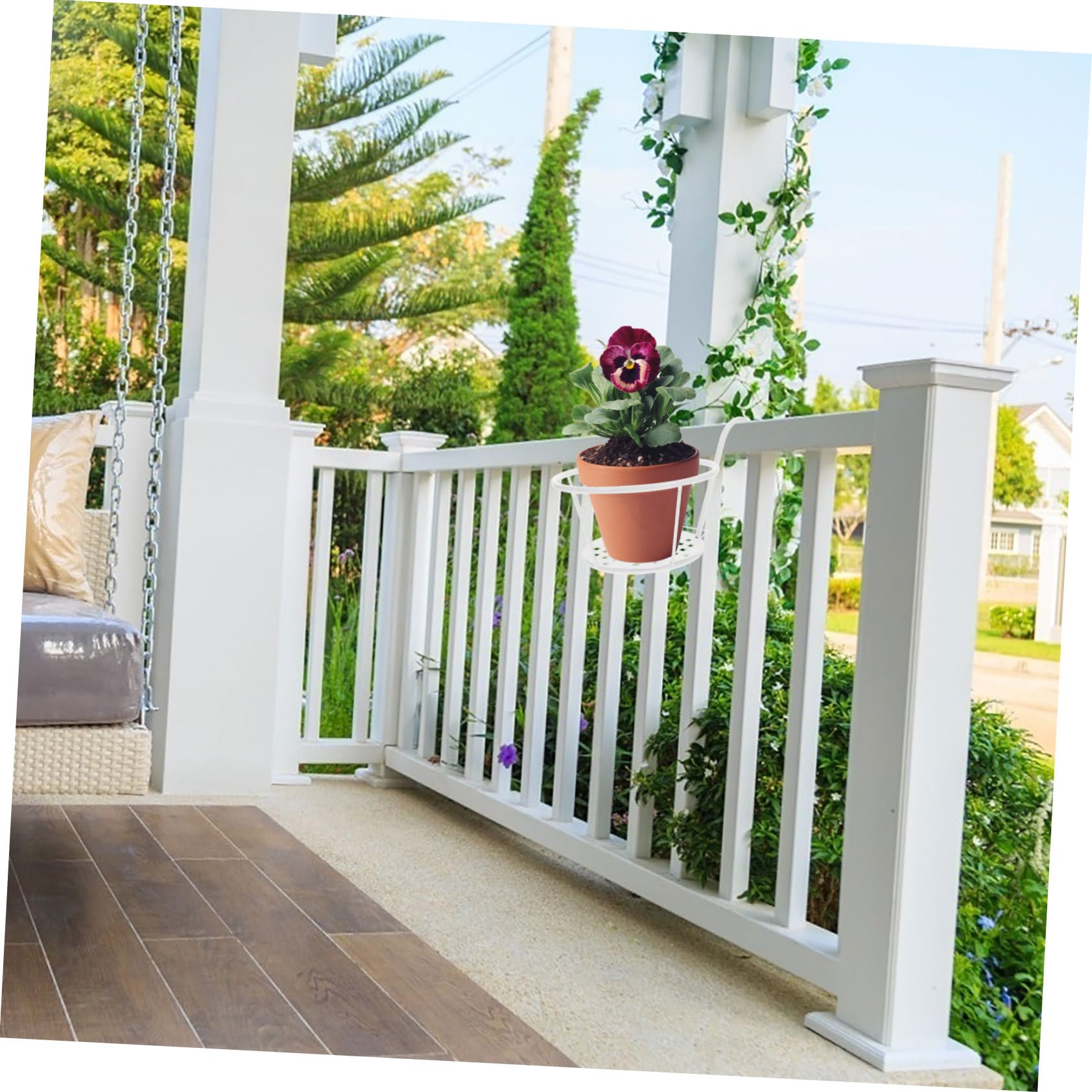 Yardwe 2pezzi Portavaso Da Appendere Ferro Artigianale Con Ganci Per Balcone e Giardino Per Fioriere Sospese Decorazione Per Casa e Ufficio Bianco