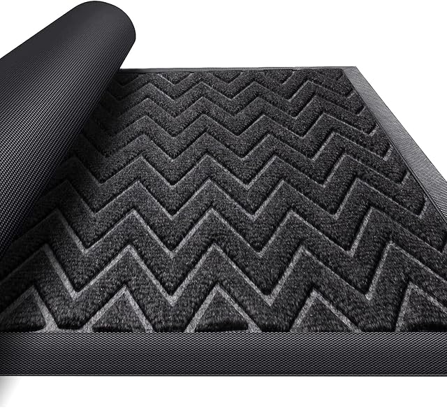 PureJoy Dirt Trapper Door Mat for Indoor & Outdoor 45 X 75cm Rubber Non Slip Front Door Mat Entrance Waterproof Rugs Dirt Debris Mud Trapper Carpet for Entryway Low-Entry Rugs