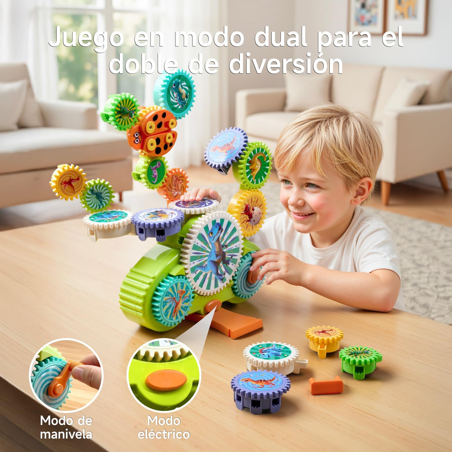 Juguetes de Engranajes para Niños 3-5 Años, Juguete Educativo STEM, Construcción Creativa