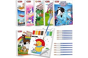 Magic Paint Set For Kids, 6 Pack Watercolor Paint Book With Water Drawing Pens