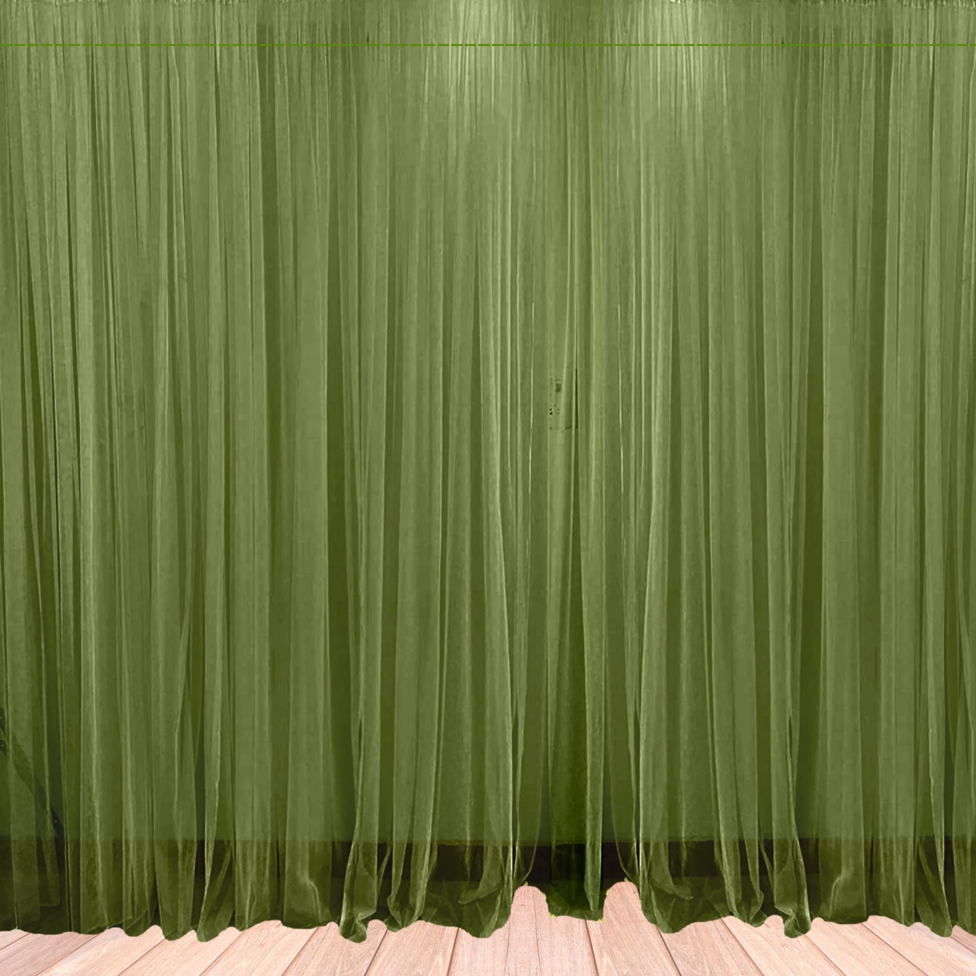 1iAM 2pcs Olive Decoration Net Curtains - Large Size, Stitched with Ribbon, Nylon Made, Reusable, Soft, Wrinkled Free, 8.5x5ft Each, Backdrop Net for Birthday, Anniversary Party Decoration-image-45