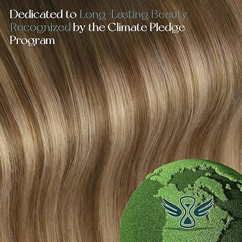 Miniatura 9 de Easyouth Extensiones de cabello humano con pinzas, balayage, color marrón oscuro que se desvanece a rubio caramelo, mezcla con marrón, extensiones