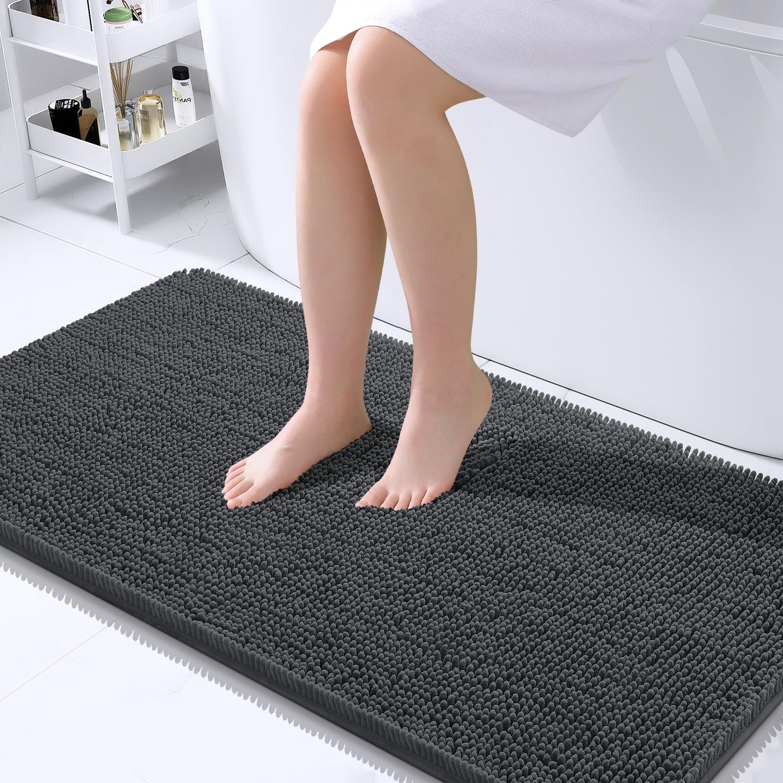 OLANLY Bathroom Rugs 40x24 Extra Soft Absorbent Chenille Bath Rugs Rubber Backing Quick Dry Machine Washable Bath Mats